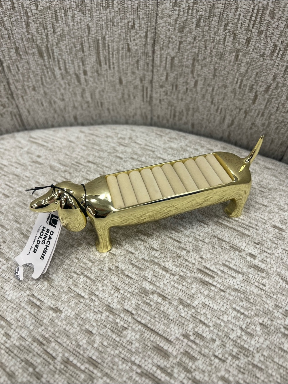 Gold Dachshund Ring Holder